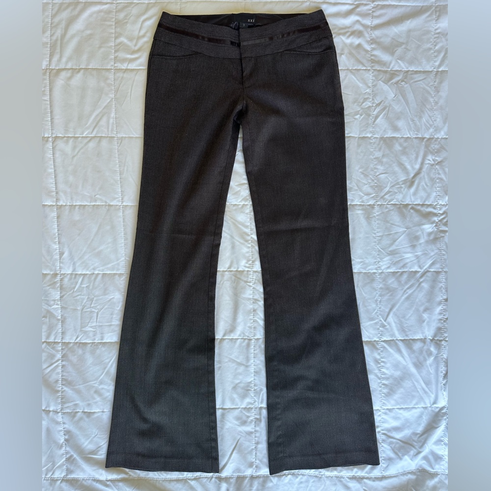 Brown Low-Rise Flare Slacks